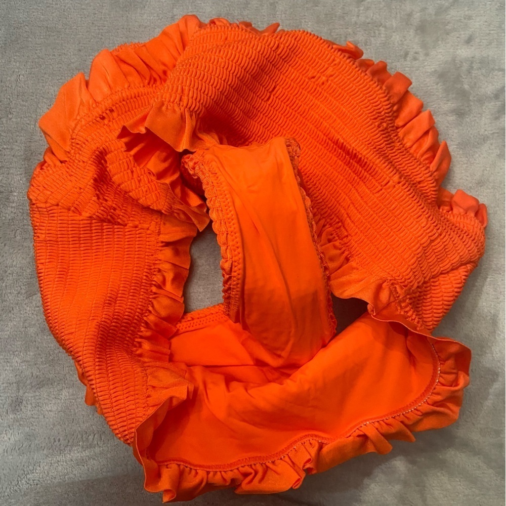 New! BFyne Blayze smocked ruffle bikini bottom orange flame 10616 - Picture 7 of 8